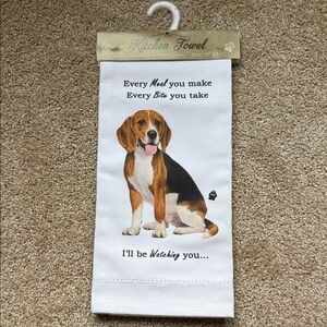 Beagle Dog White Kitchen Towel NWT